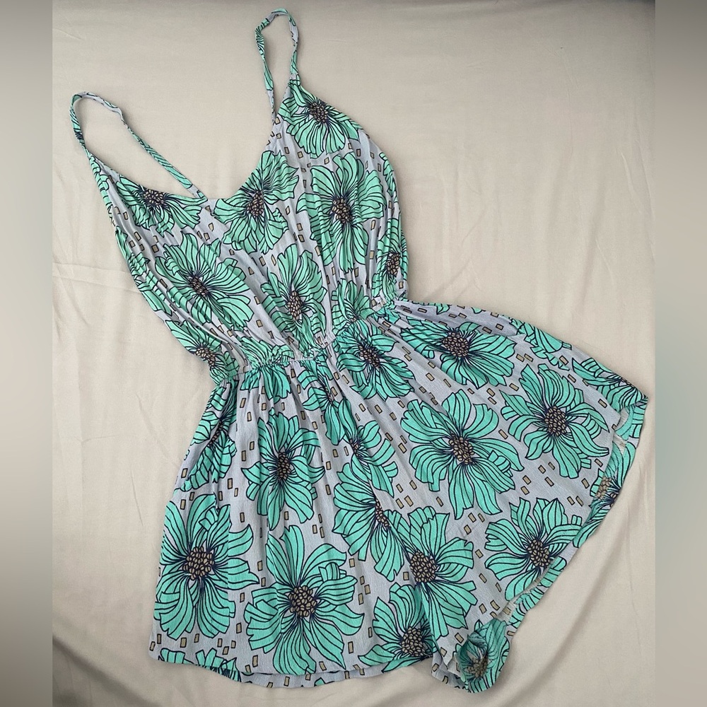 Jana Lam Fighting Eel Collab Hibiscus Romper. Women’s Size XS. EUC